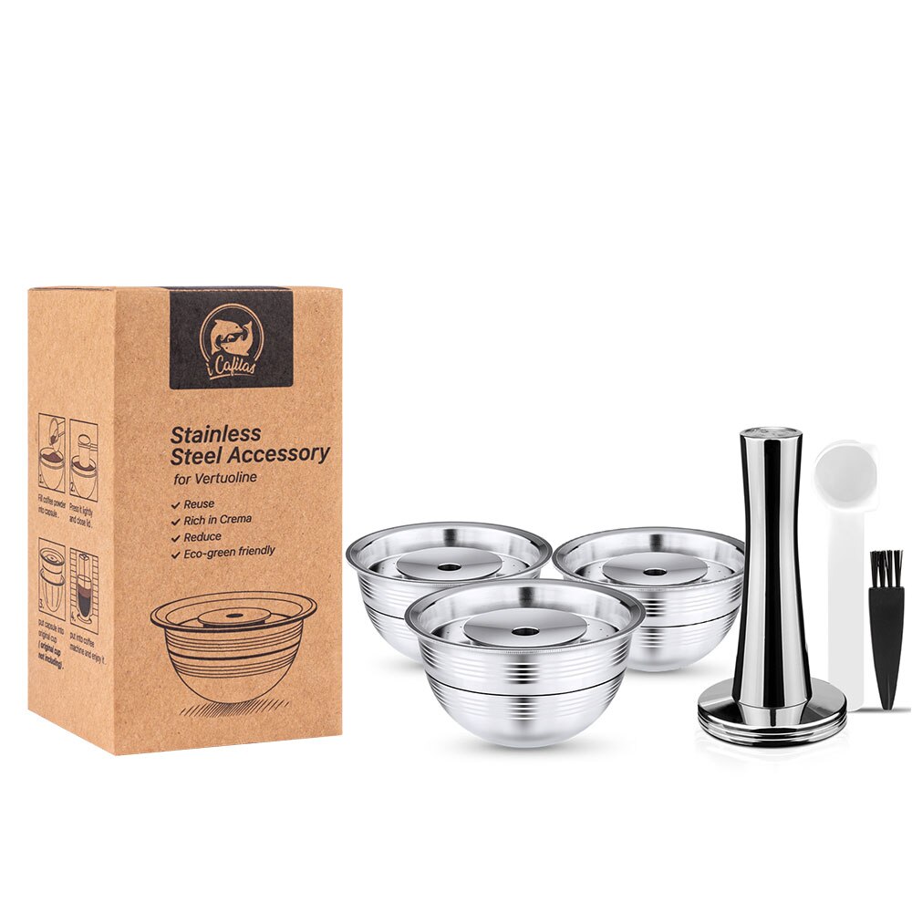 RECAFIMIL Wiederverwendbare Kapsel Für Nespresso Vertuo Nächsten Kaffee Filter Espresso Vertuoline Barista Accesorios Stahl Schote Große Tasse