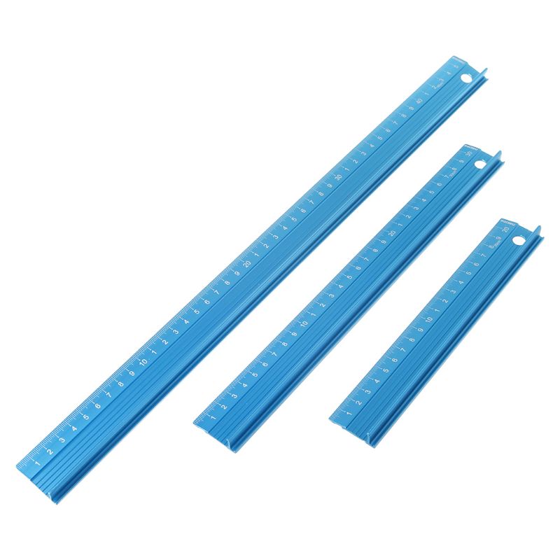 Regla recta de aleación de aluminio, balanza protectora, herramienta de dibujo para ingenieros, 3 tamaños