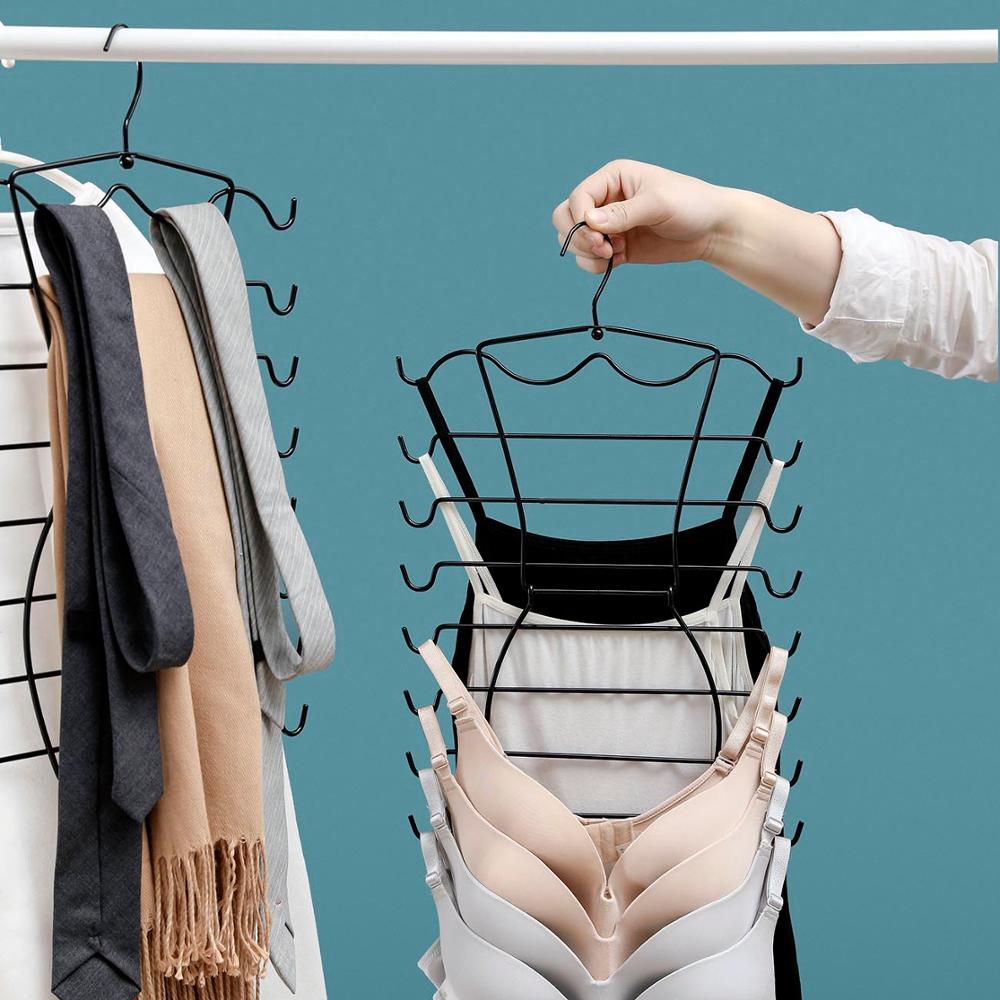 Vest Inner Hanger Scarf Drying Rack Wardrobe Cabinet Organizer Multifunctional Multi-layer Storage Furniture Space Saving Tools