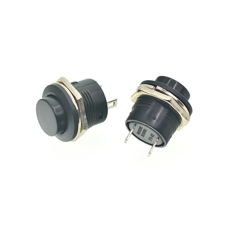 15cm xh2.54 16mm r13-507 16mm 125v 6a 22 awg lille vandtæt selv-reset øjeblikkelig  xh 2.54 2.54mm trykknap switch ledningsnet: Sort