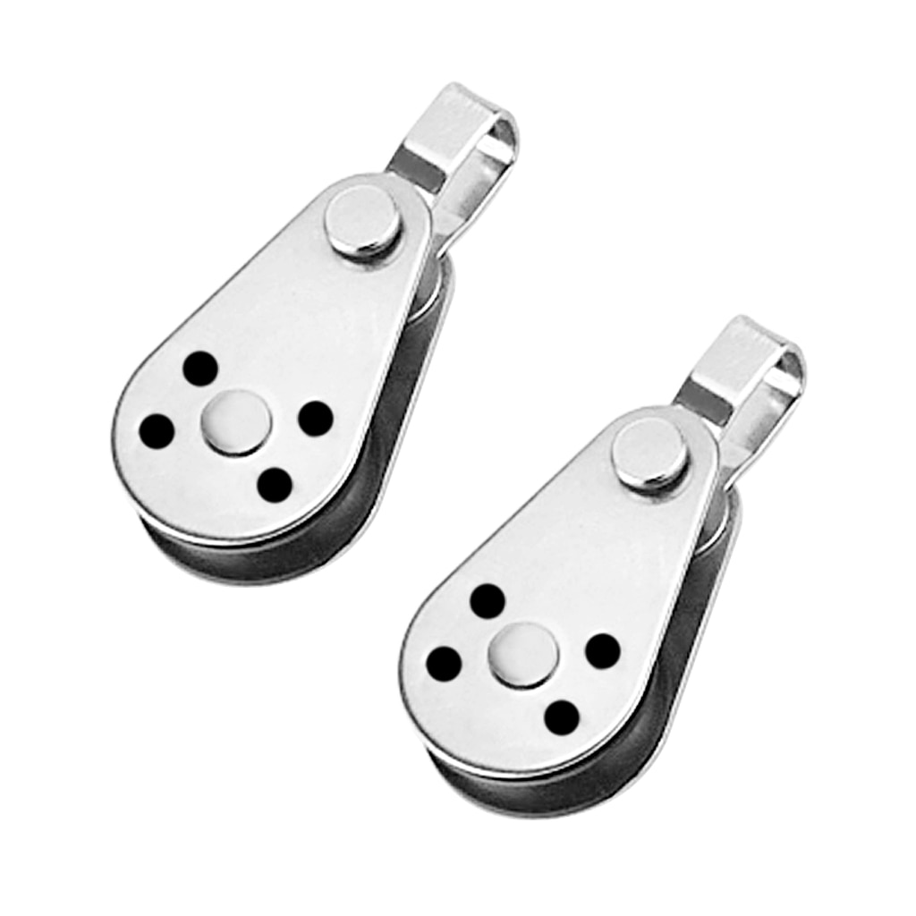 2pcs Durable Fixed Pulley Block 316 Stainless Steel Pulley Roller Kayak Sailing Rigging Lifting Wheel Marine Hardware (Type A)
