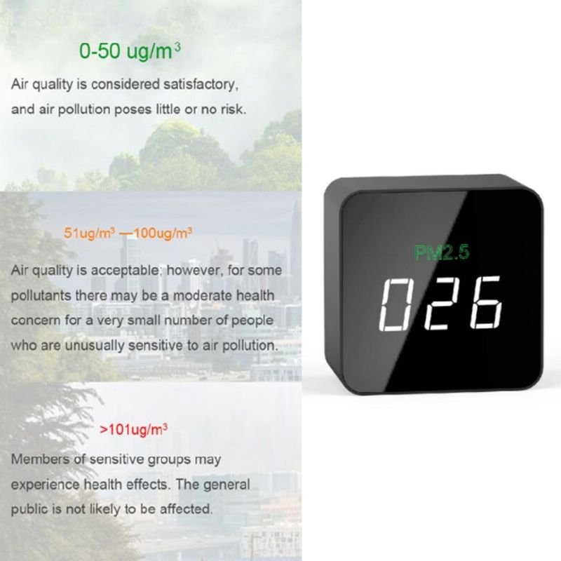 Mini  pm2.5 detector lucht tester monitor meter oplaadbare lucht -06 zwart