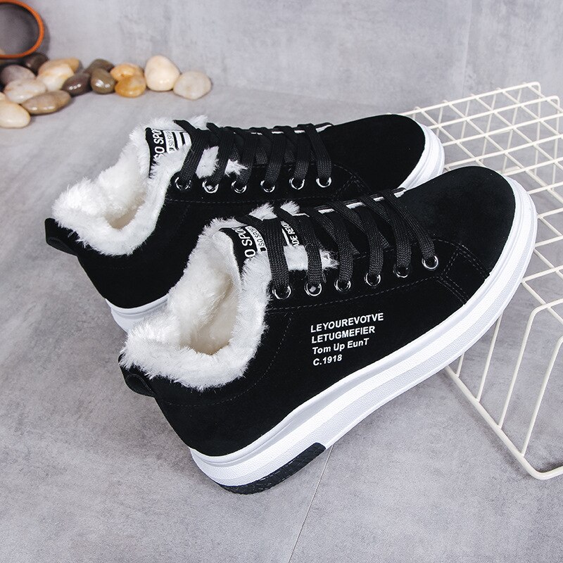 Winter damesschoenen warme bont pluche dames casual schoenen veterschoenen sneakers dames platform
