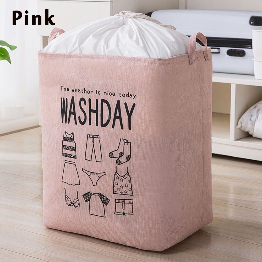 75L Large Folding Dirty Laundry Basket Organizer Toy Clothes Storage Bucket Collapsible Drawstring Laundry Hamper with Handle: Pink