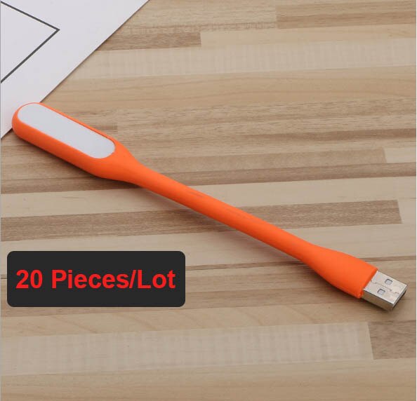 20 pieces/lot USB Fan Flexible Portable Mini Fan and USB LED Light Lamp Book For Power Bank Notebook Computer Summer Gadget: Orange Light