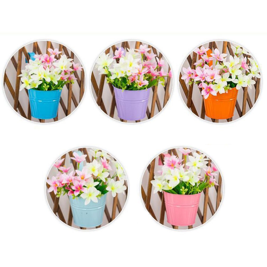 Kleur Metalen Opknoping Emmer Groene Plant Bloem Container Kan Hangen Bloempot Simulatie Bloem Persoonlijkheid Opknoping Pot Emmer