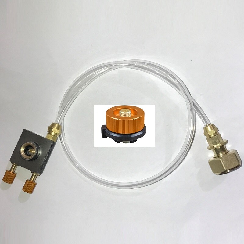 Adaptador de recarga de propano para estufa de Gas de acampada al aire libre, acoplador de tanque de cilindro plano, carga de Gas con válvula de alivio de presión: RU and Adapter