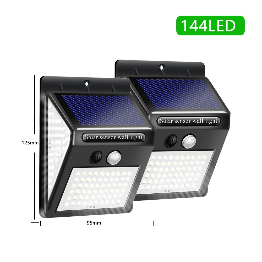 144/100 ah CONDOTTO LA Luce Solare Esterna Solare Della Lampada PIR Sensore di Movimento Ad Energia Solare Luce Del suola IP65 di attraverso Impermeabile Della Parete del portato per il Giardino