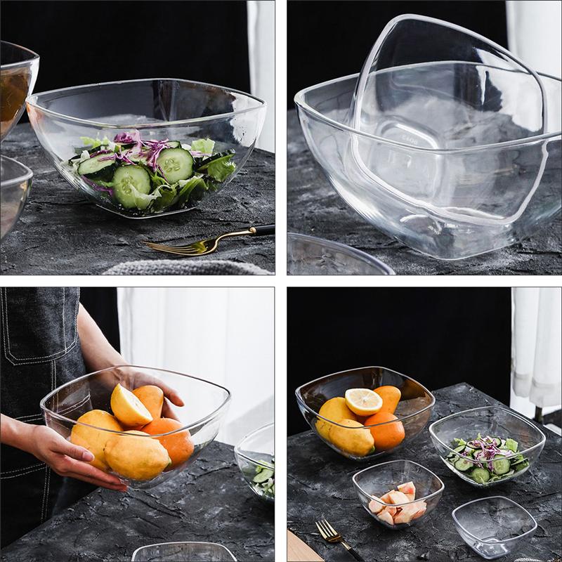 1pc Square Shape Bowl Salad Bowl Food Serving Bowl Acrylic Vegetable Bowl