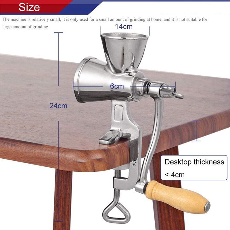 Manivela de picadora Manual de grano, molino de grano de acero inoxidable, afilador de cocina para el hogar, herramienta para café, maíz, arroz de soja