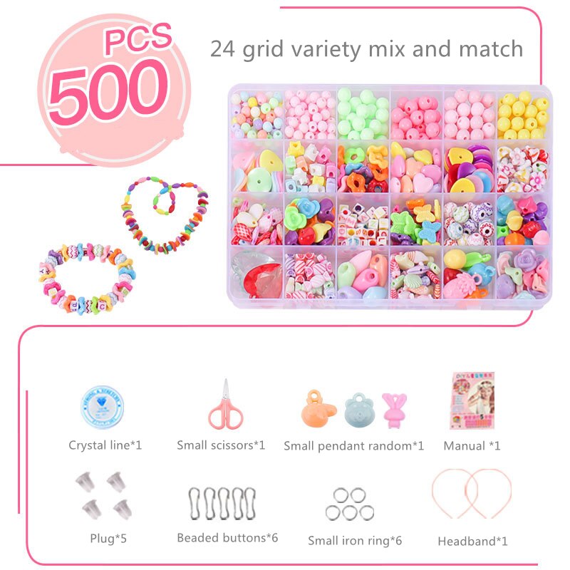 Jouet perlé fait à la main avec ensemble d&#39;accessoires pour enfants, 24 grilles créatives, fabrication de bijoux pour filles, jouets éducatifs, pour enfants: mash up