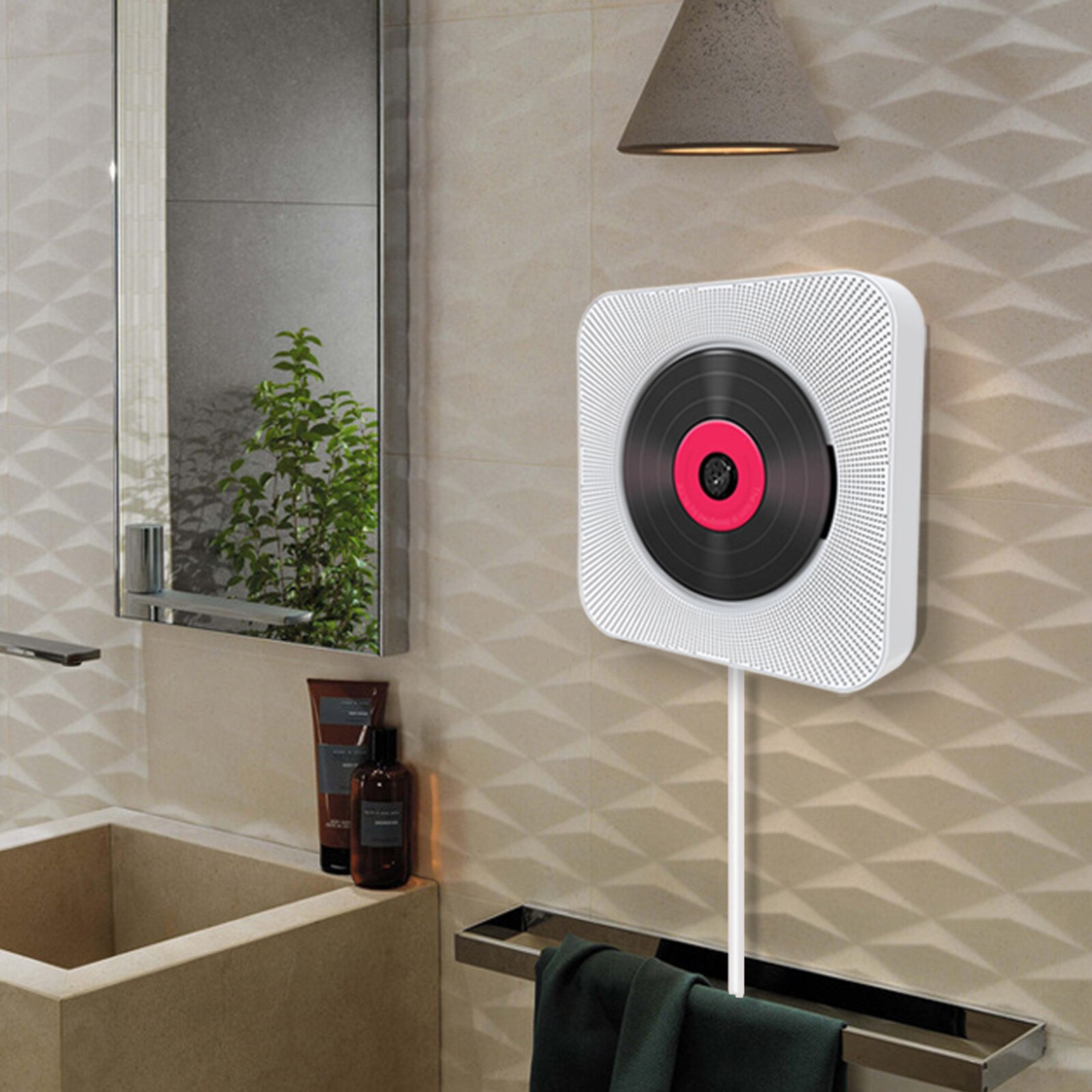 Wall Mounted CD Player Bluetooth Speaker Home Audio Boombox with Remote Control FM Radio AUX Input Portable Stereo Music Player