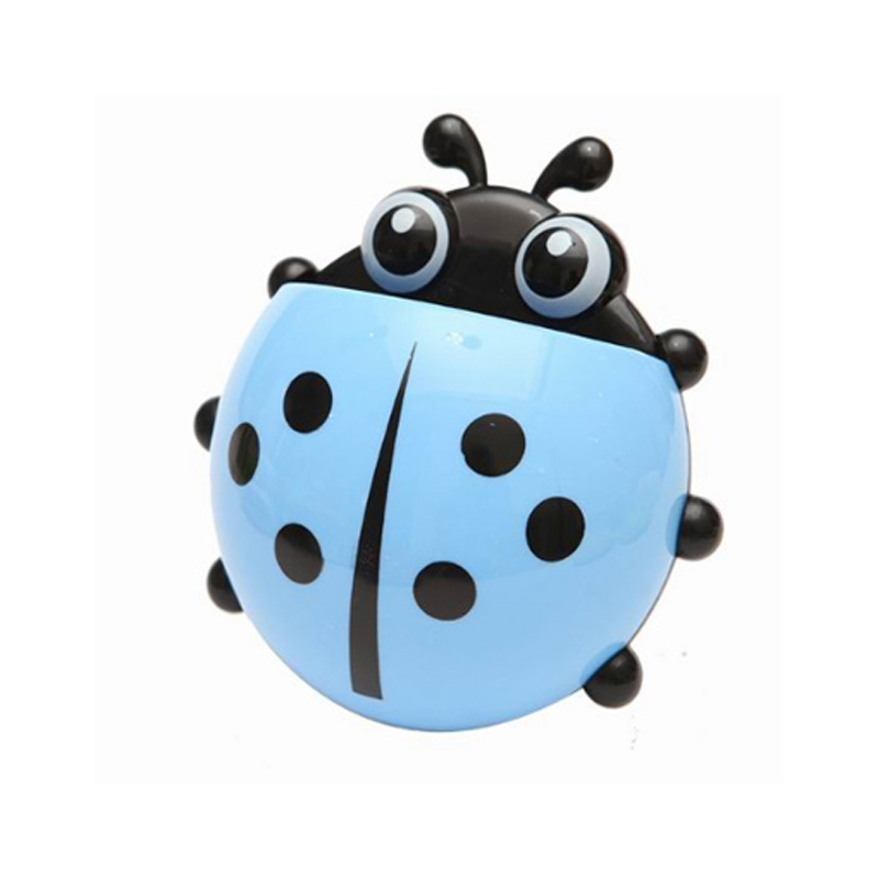 Animal mignon dessin animé coccinelle rouge vert jaune bleu couleur belle enfant salle de bain accessoires ventouse articles de toilette porte-brosse à dents: Bleu