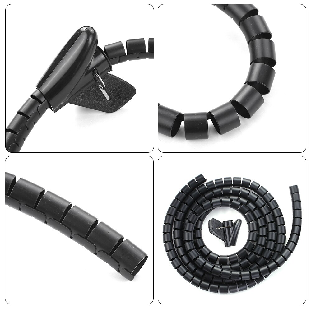 Cable Management Sleeve Spiral Wrapping Wire Organizer Sheath Tube Flexible Manage Cord 20mm Wire Cable Sleeves