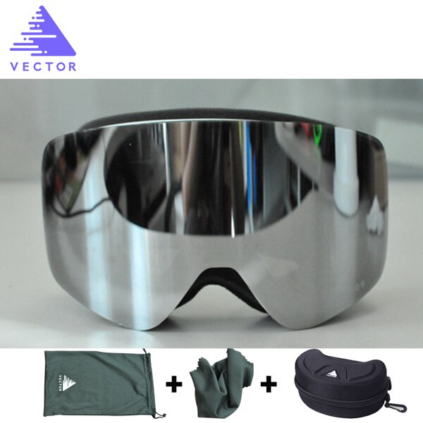 Otg skidglasögon set snöglasögon utomhus vintersport män kvinnor anti-dim skidåkning glasögon snowboard skidåkning solglasögon: Silver-
