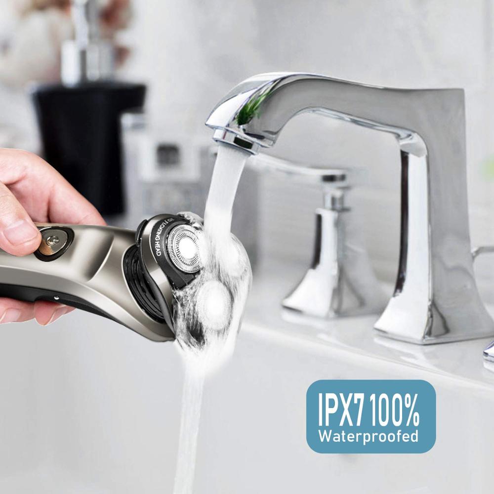 rotary electric shaver wet dry beard electric razor for men rechargeable facial shaving machine with smart cleaner