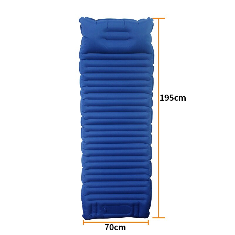 Esponja a presión con el pie, colchoneta inflable para acampar en el aire, Mattres, grande, 195x70x14cm, cómoda para dormir al aire libre, senderismo, con TPU: Azul
