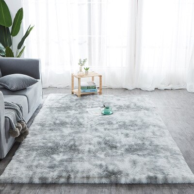 1PC Shaggy Tie-teinture tapis 40*40CM imprimé peluche sol moelleux tapis chambre d'enfants fausse fourrure zone tapis salon tapis soyeux tapis: Light gray