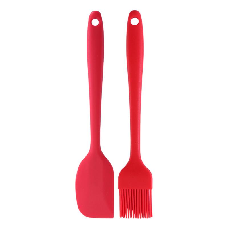 Grattoir de cuisson gâteau cuisson spatule beurre spatule caoutchouc pelle pâtisserie brosse huile brosses pour gâteau pain beurre brosse BBQ brosse: red