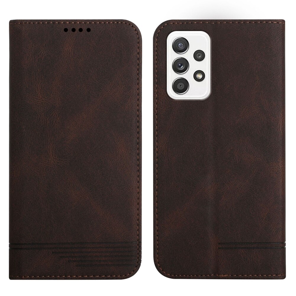 Funda Galaxi EINE 52 Leder fallen auf für Samsung Galaxis A52S 5G A52 Fällen Luxus Linie magnetisch Brieftasche kippen telefon Zurück Abdeckung Capinha: Samsung A52 5G / Braun