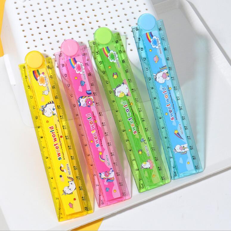 1 sztuk Lytwtw's cukierki kolor słodkie słowo Kawaii jednorożec biurowe kreskówka rysunek prezent biuro szkoła składane prosto plastikowa linijka