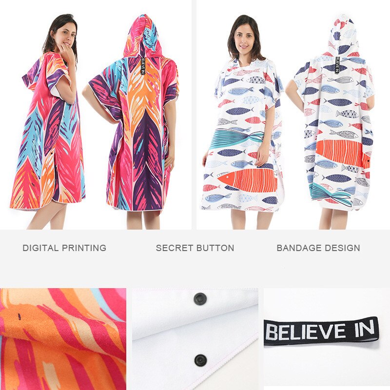 Szybkoschnący szlafrok kąpielowy, ręcznik plażowy z kapturem, ręcznik plażowy dla dorosłych, ponczo, ręczniki damskie, męskie, peleryna robić pływania