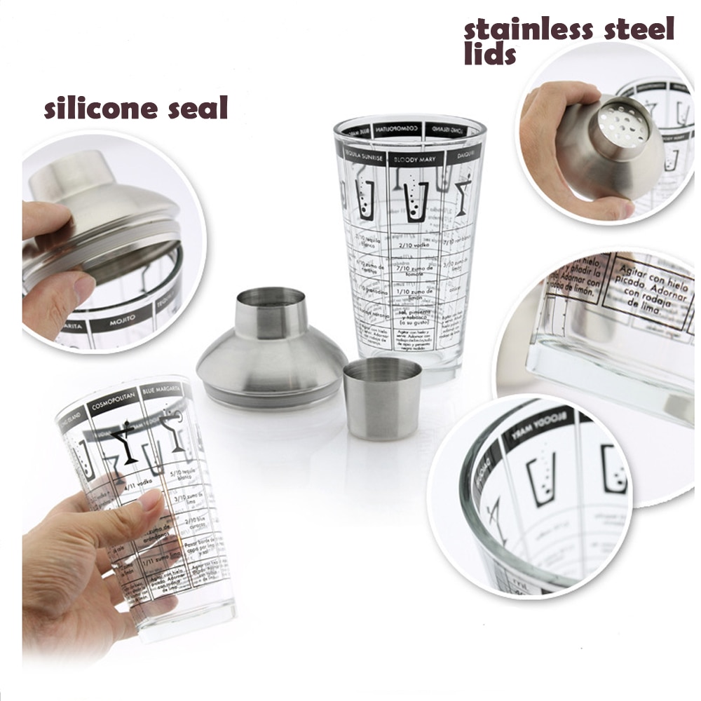 Cocktail shaker mixer vin martini shaker för bartender verktyg tillbehör drink party bar verktyg 400ml/14oz