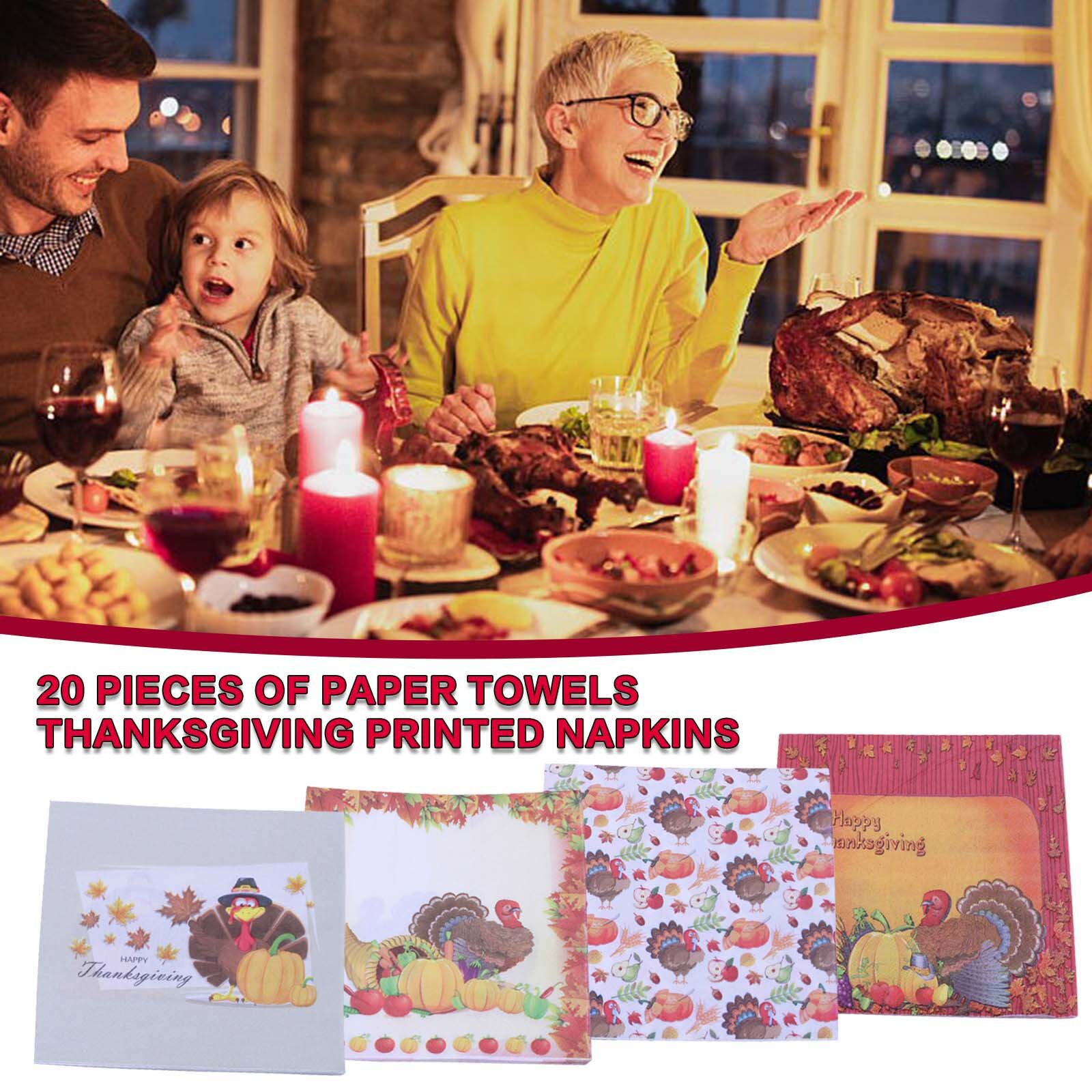 20 Stuks Gedrukt Servetten Turkije Party Papier Thanksgiving Restaurant Decoraties