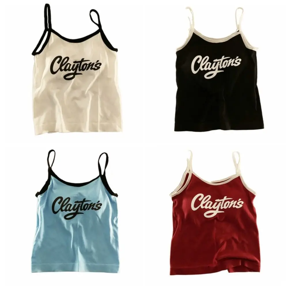 Med puder bogstavtryk tanktop camisole bralette kvinder  y2k crop toppe ærmeløs vest pige