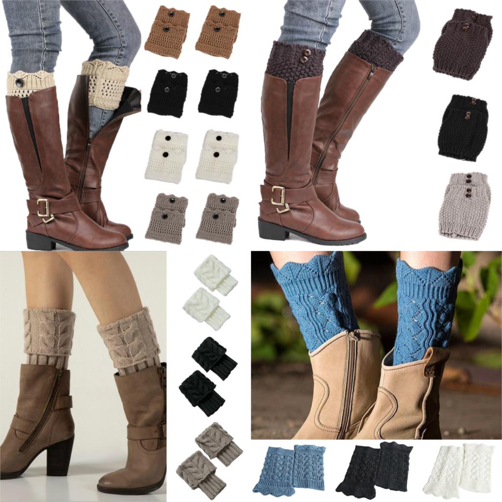 1 paar dames gehaakte laarzen met manchetten, gebreide korte leggingtoppers, laarzen enkelwarmers, winterbeenwarmers