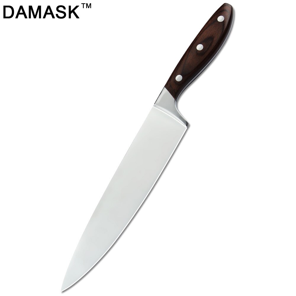 DAMASK Japan Stainless Steel Chef Knife 8 inch Sharp Blade Rivet Wood Handle Cooking Knives 3Cr13mov Steel Kitchen Knives Set