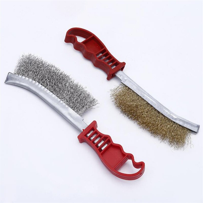 Grill Cleaner BBQ Grill Steel Wire Brush Rust Crevice Cleaning Tools Picnics Stainless Steel/Copper-plated Wire Plastic Handle