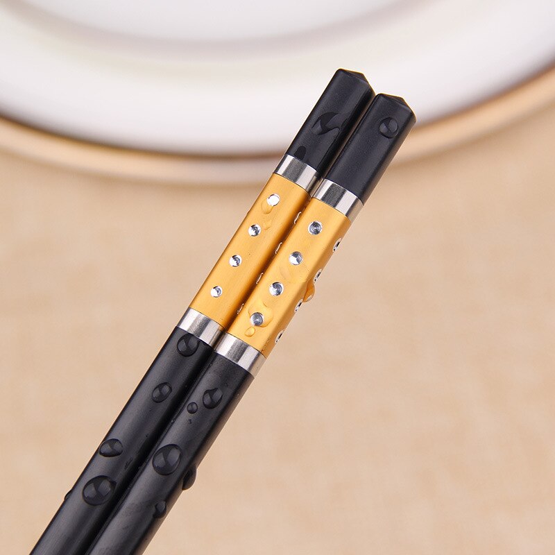 Palillos Chinos bonitos de acero inoxidable, Baguette de China, Vaisselle, cocina, Sushi, Bar de comida, estilo japonés, un par: Golden