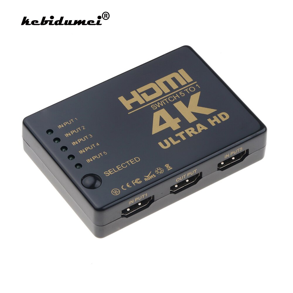 4k*2k hdmi switcher hdtv 1080p 5- port 3- port input  to 1 switch vælger splitter hub med ir fjernbetjening 3d til  ps3 xbox 360