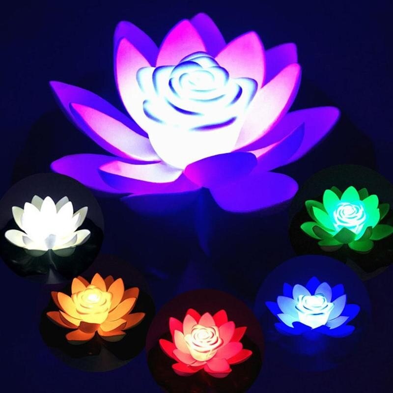 Flower Lamp LED Floating Flower Lamps Decor On Water Swimming Pool Garden Light Garden Tank Pond Decorations