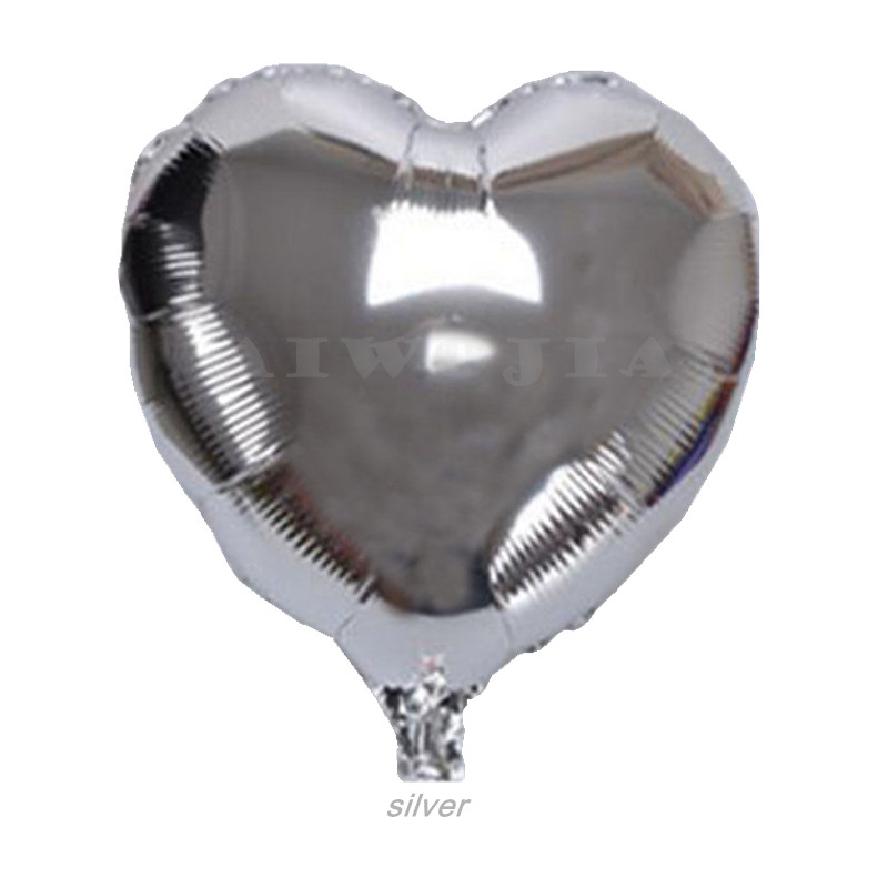 5 stk 10 tommer hjerteballoner bryllupsdekoration folieballoner oppustelig bold til fødselsdag bryllupsfest ballonforsyning 5z: Sølv