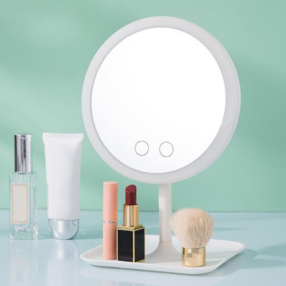 USB Rechargeable Adjustable LED Fill Light Makeup Mirror Dressing Table Lamp Storage Mirror Adjustable Touch Cosmetic Mirror