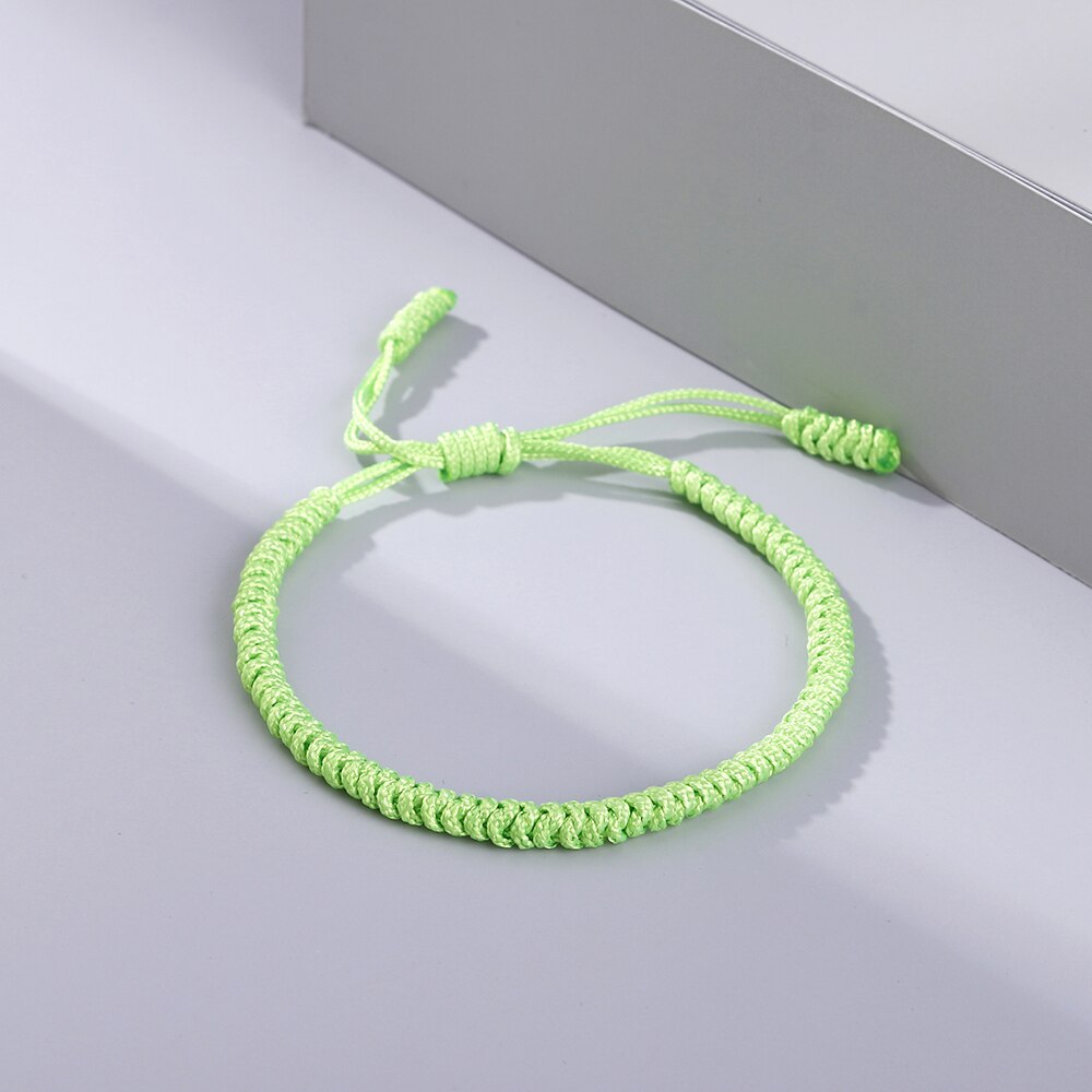 Tibetan Buddhist Lucky Charm Bracelets & Bangles for Women Men Handmade Knot Original Rope Chain Friend Buddha Bracelet: Light Green