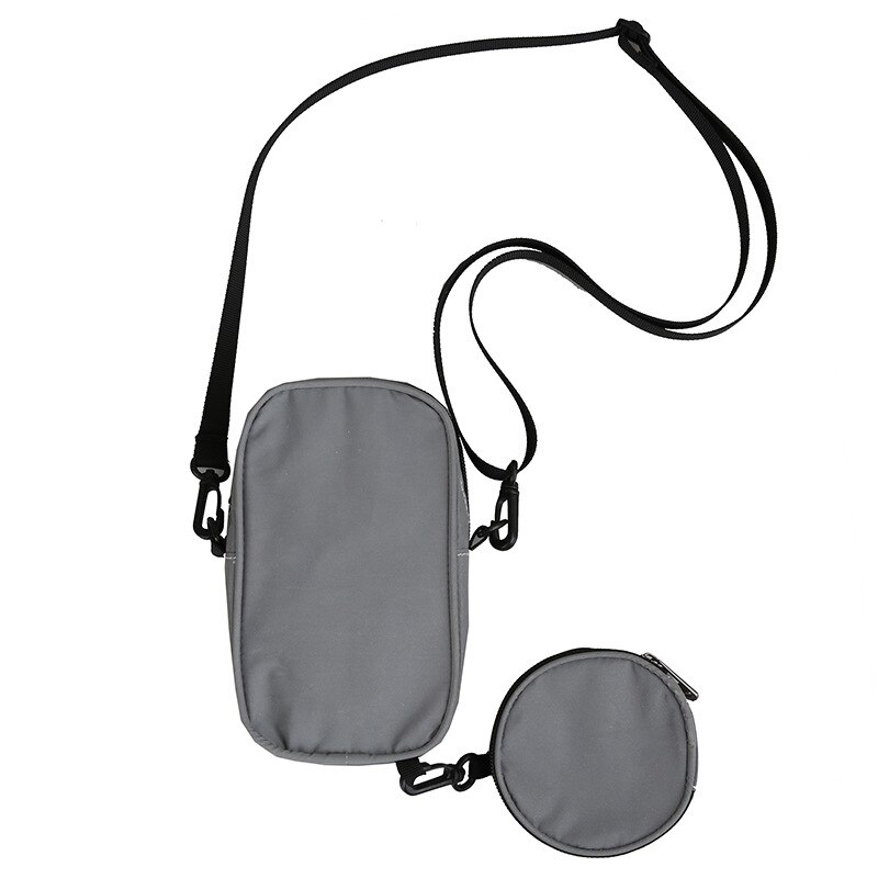 Coole reflecterende schoudertas mobiele telefoon tas mannen en vrouwen draagbare messenger mini kleine borsttas waterdichte sportkleding: Reflecterend grijs