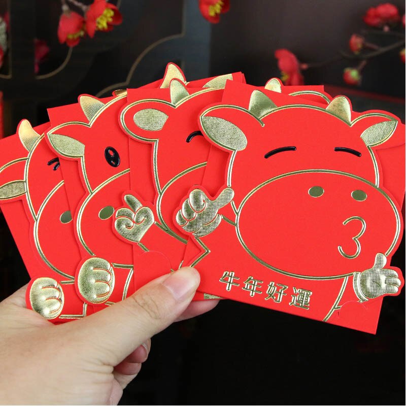 OX Chinese Year Cartoon Thick Paper Red Packet 16 Pcs