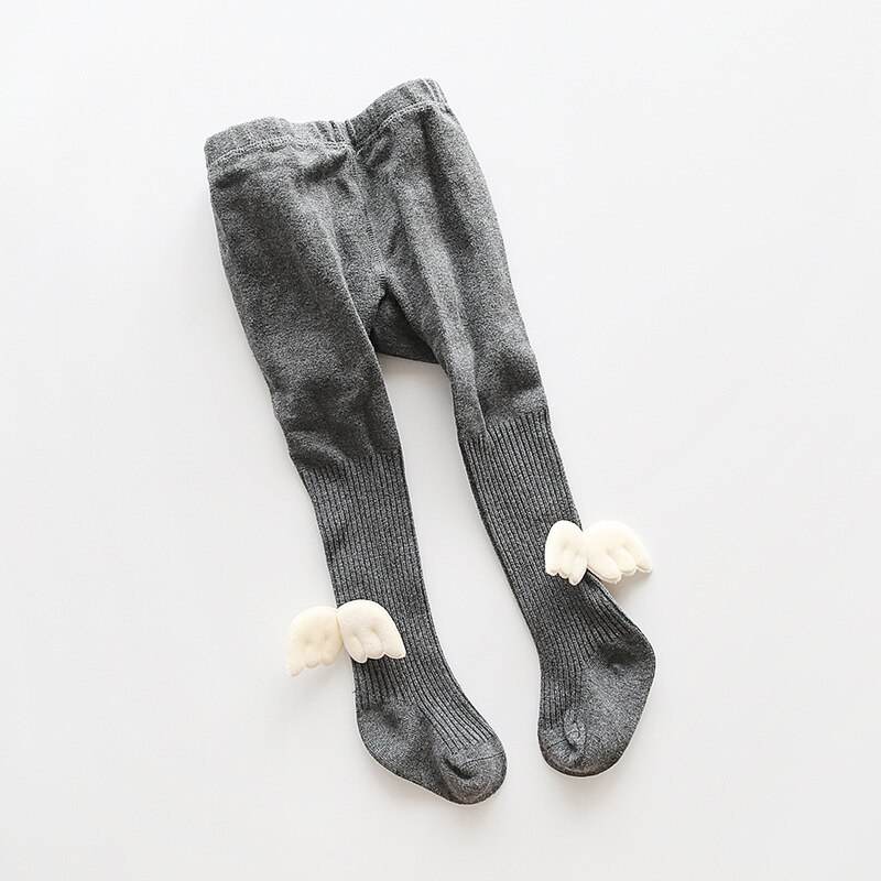 GZhilovingL Autumn Winter Infant Baby girls Cotton Angel Lovely Wing Pantyhose Warm Child Kids Ribbed Legging Knitted Stockings: Gray / 12M