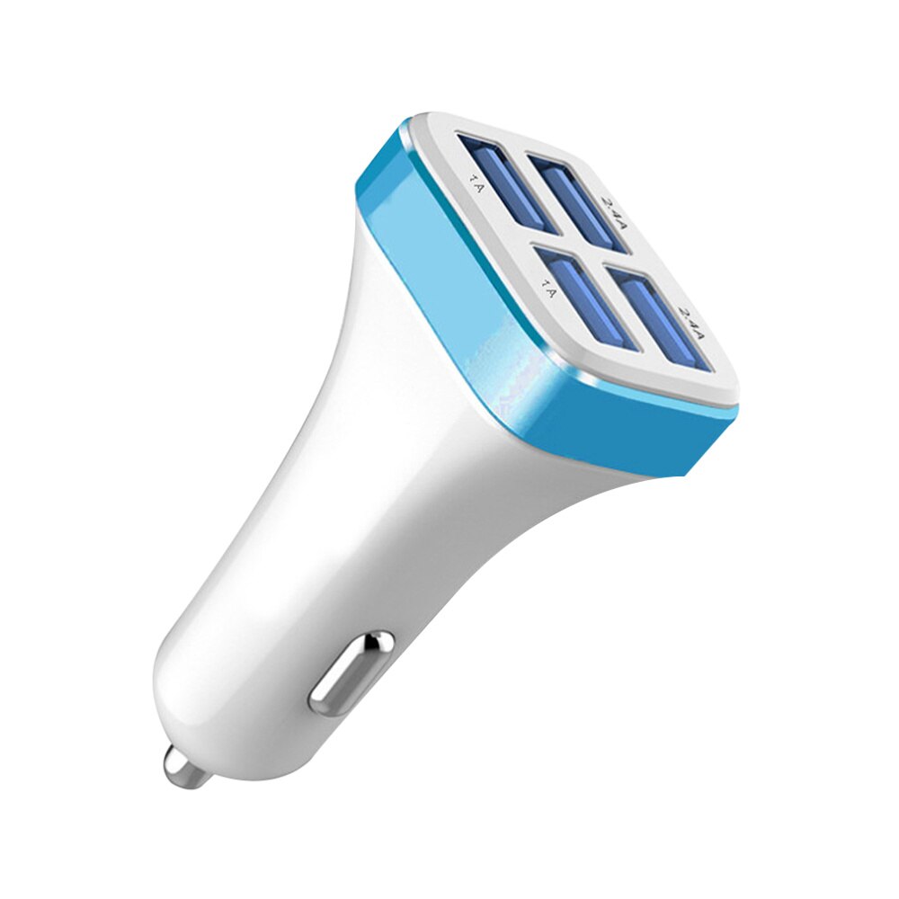 1 Pc 2.4A 4 Usb Poorten Socket Multi Functie Auto Telefoon Oplader (Zwart En Zilver)