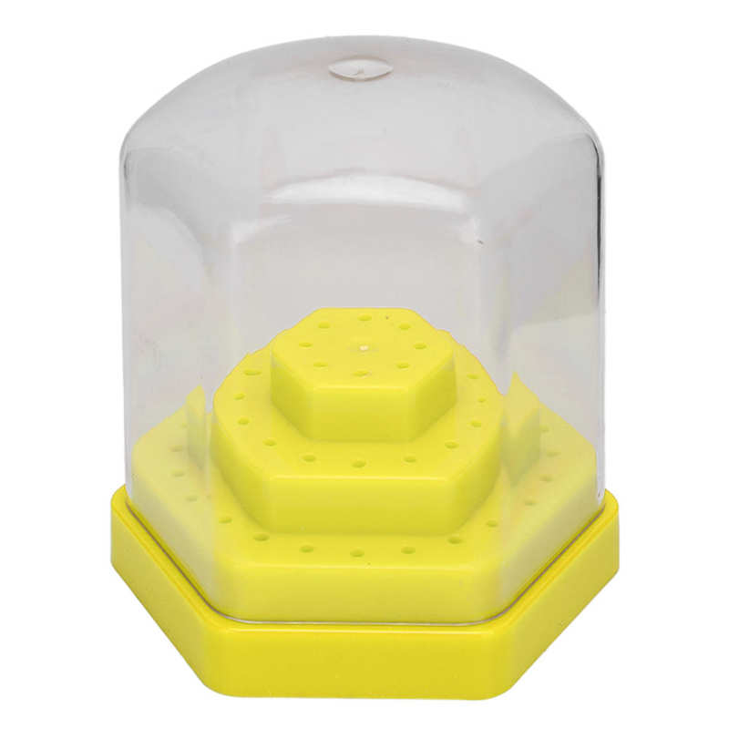 Nail Boren Houder Nail Boren Organizer Plastic Duurzaam Stofdicht Cover Voor Thuisgebruik Voor Nail Salon: YELLOW