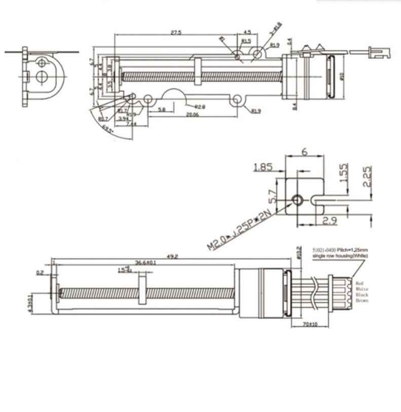 Mini 10MM Precision Linear Actuator 2-phase 4-wire Stepper Motor Long Linear Screw Slider Nut 18 Degree DIY 3D Printer