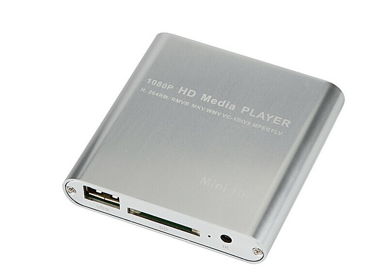 Mini lecteur multimédia Full HD avec carte SD, disque USB 1080P, lecture automatique, vidéo, Photo, musique, MP4, MP3, disque dur multimédia pour la publicité: Argent