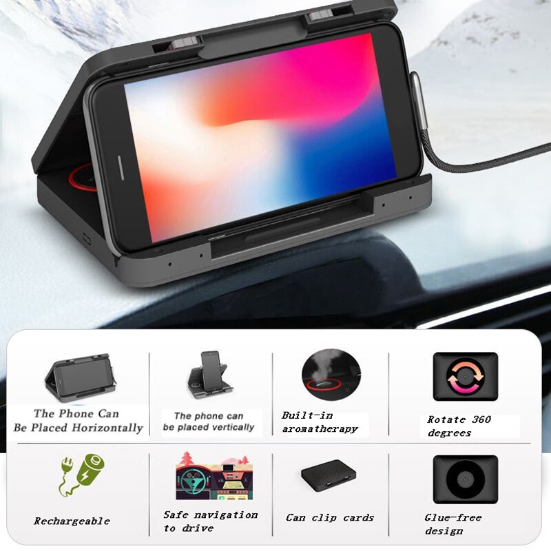 Soporte de teléfono para salpicadero de coche, abrazadera Vertical y Horizontal con GPS HUD, rotación de 360 grados, Base magnética desmontable