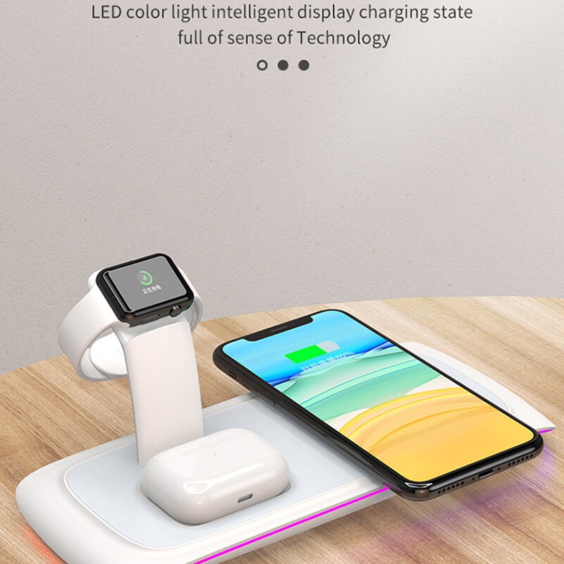 15W Snelle Qi Draadloze Lading Universele 3 In 1 Draadloze Oplader Voor Iphone 11 Xs Iwatch Airpods Pro Telefoon stand Laadstation