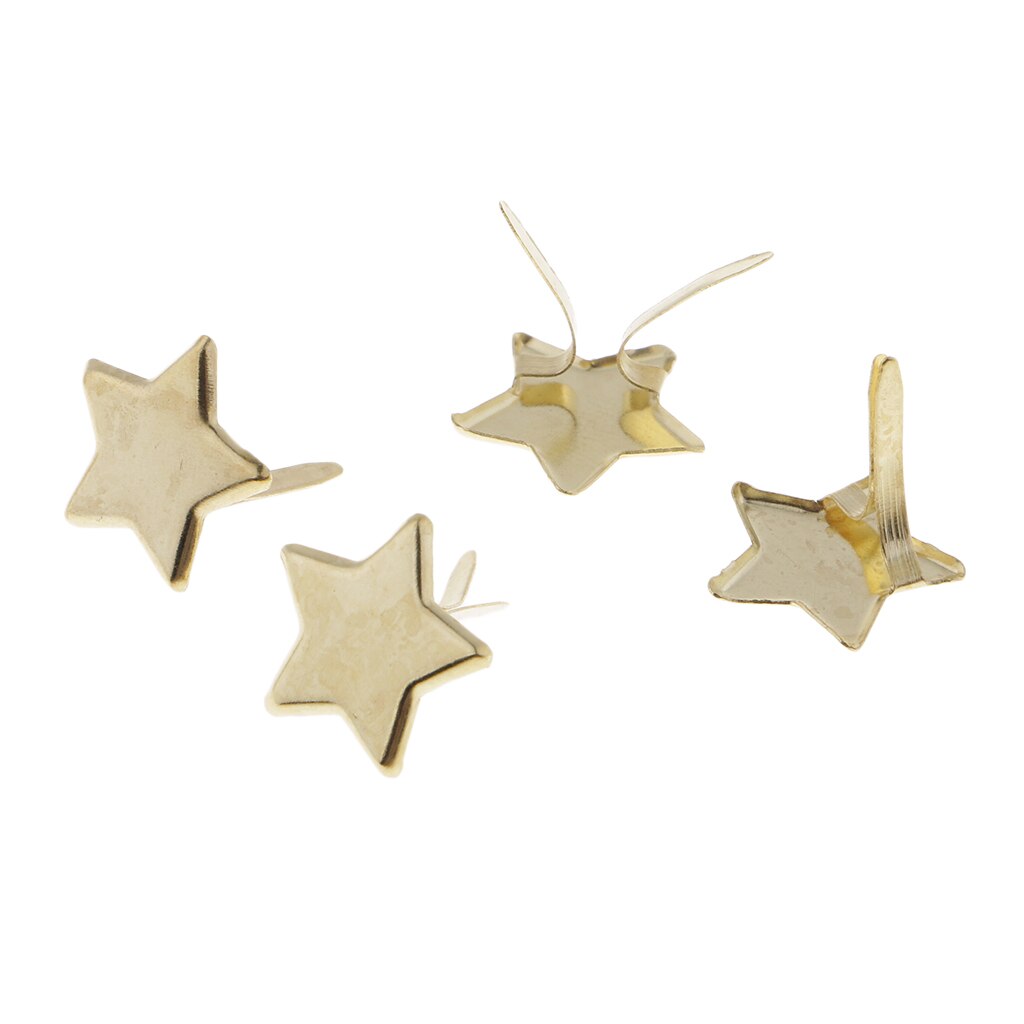 100 Pieces Of Metal Star Brads, 14 Mm Diameter, Pattern Clips For Decoration