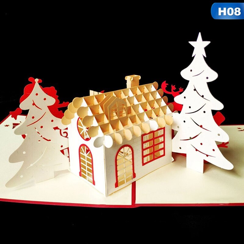 Kerst Herten Boom 3D Pop Up Kaarten Postkaart Met Envelop Xmas Uitnodiging Wenskaart Voor Kerst Feestartikelen: 8