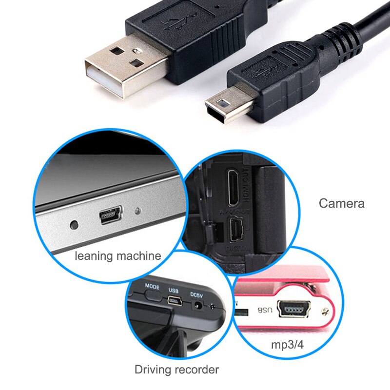 Przewód USB mini 5 pinów z męskiego na męskie szybka ładowarka danych kable robić odtwarzacza MP3 MP4 wideorejestrator samochodowy GPS aparat cyfrowy HDD mini kabel usb linia